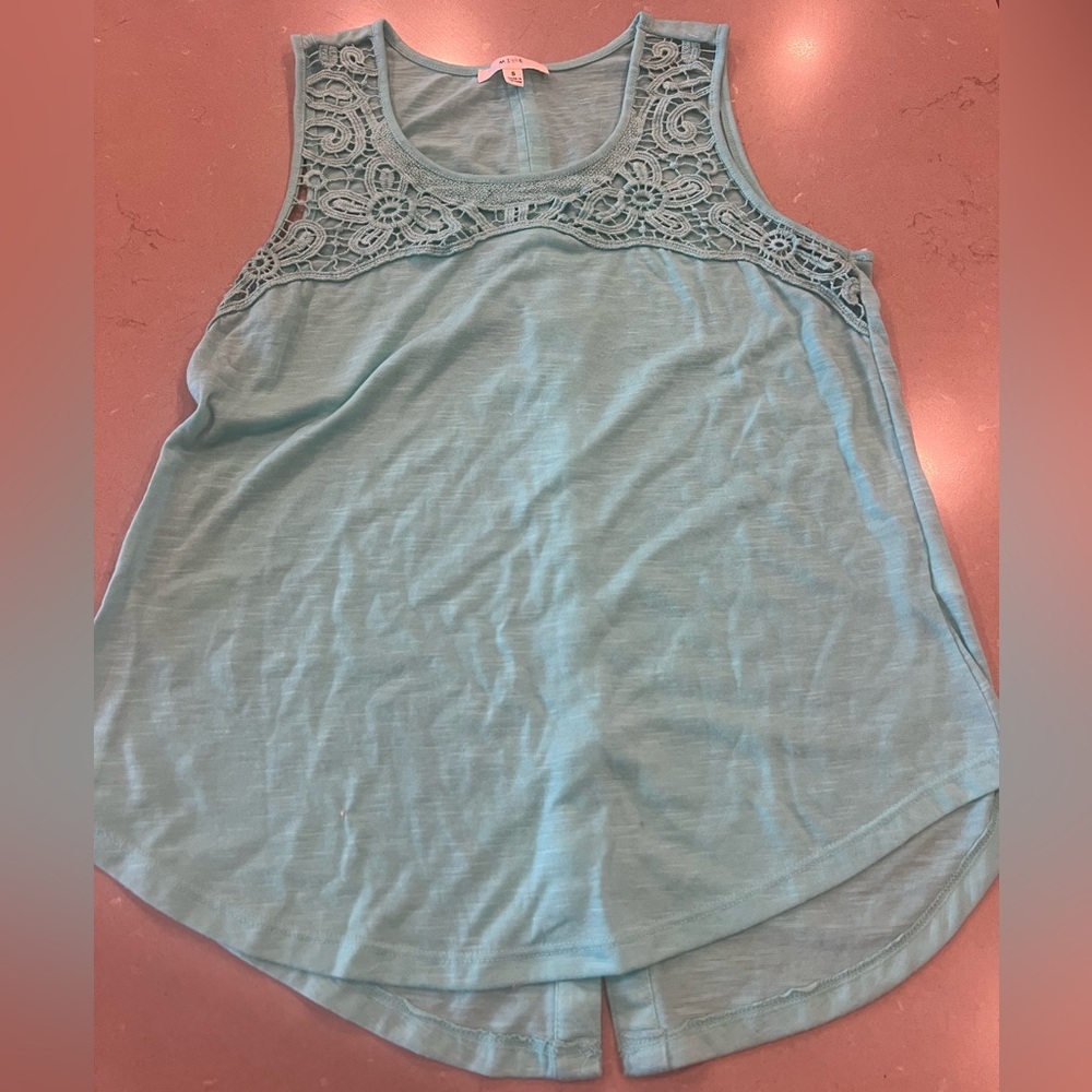 Women's Blue Lace Detail Tank Top